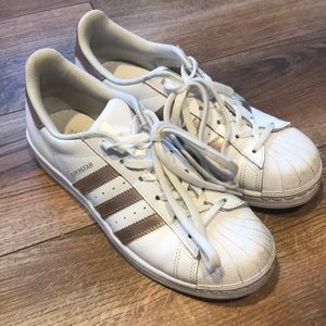 Rose Gold Adidas Superstar Sneakers